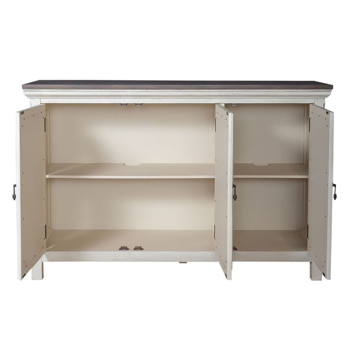 Liberty Furniture Westridge 3 Door Accent Cabinet in Wire Brushed Gray and White