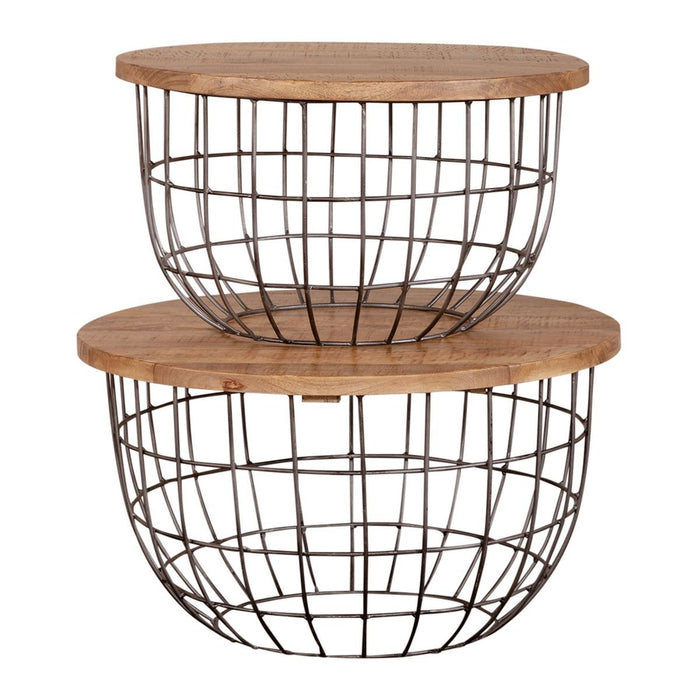 Liberty Furniture Akins Nesting Caged Accent Tables in Weathered Honey Finish w/ Pewter Base image