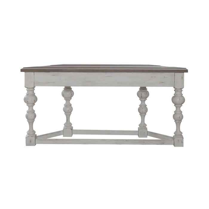Liberty Furniture River Place Accent Console Table in Riverstone White & Tobacco EST SHIP TIME APPX 4 WEEKS