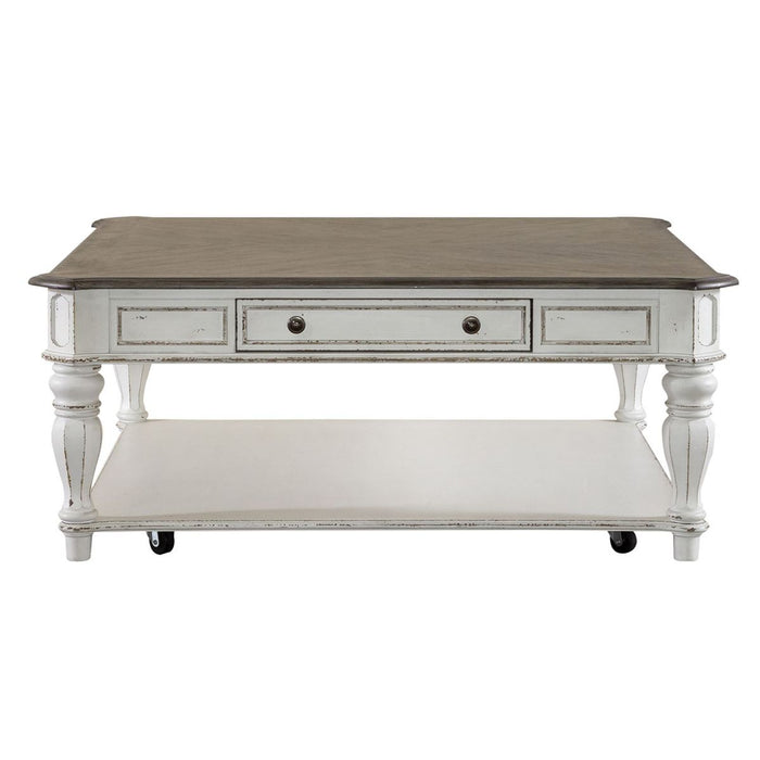 Liberty Magnolia Manor Oversized Square Cocktail Table in Antique White image