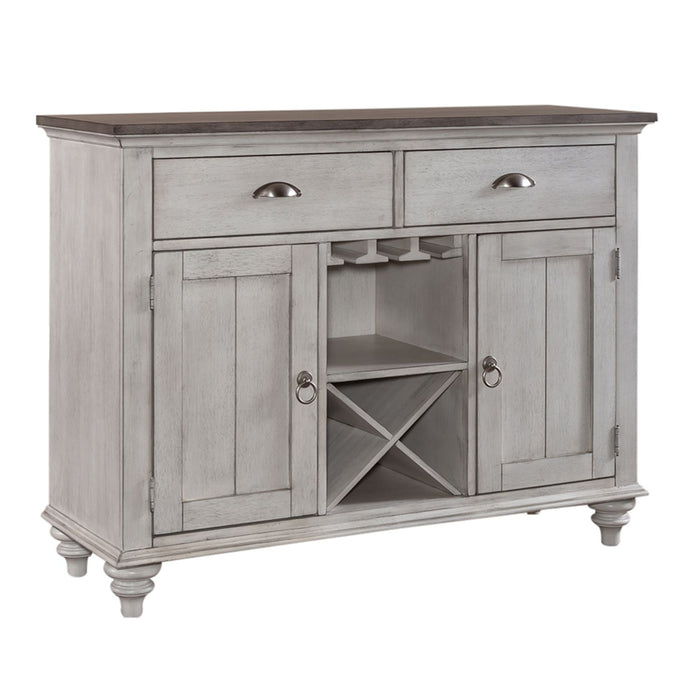 Ocean Isle Buffet in Antique White with Weathered Pine