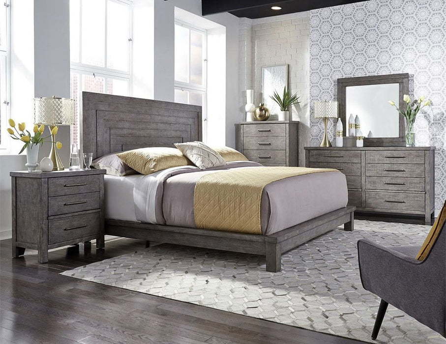 Liberty Furniture Modern Farmhouse Queen Platform Bed in Dusty Charcoal