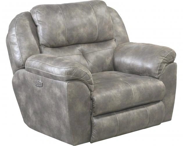 Catnapper Ferrington Power Headrest Power Lay Flat Recliner in Steel