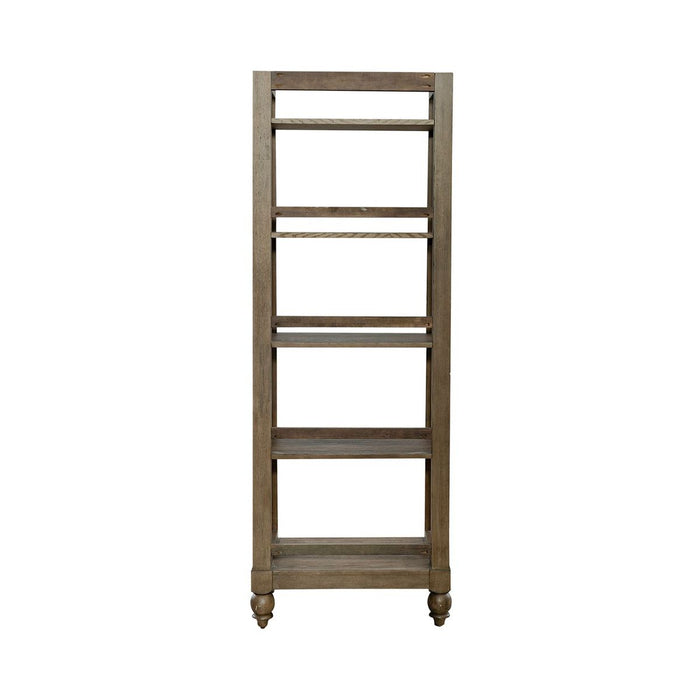 Liberty Furniture Americana Farmhouse Leaning Pier Bookcase in Dusty Taupe