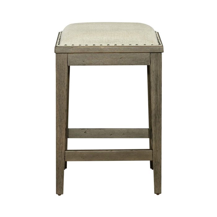 Americana Farmhouse Upholstered Console Stool in Dusty Taupe