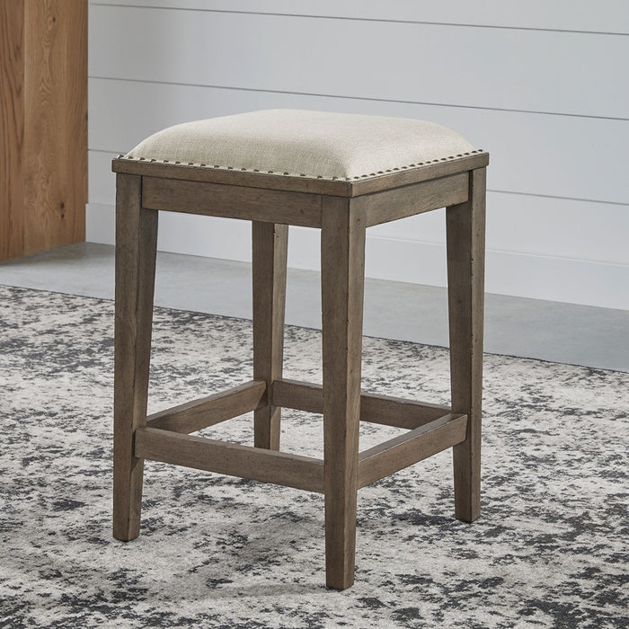 Liberty Furniture Americana Farmhouse Upholstered Console Stool in Dusty Taupe image