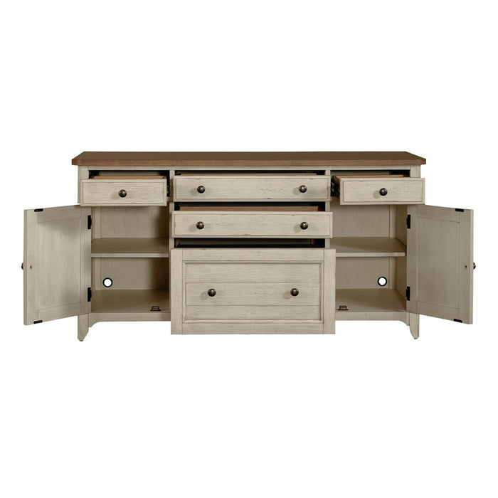 Liberty Farmhouse Reimagined Door Credenza in Antique White