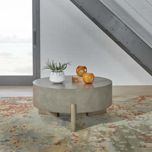 Liberty Furniture Affinity Round Cocktail Table in Dusty Taupe with Concrete Top image