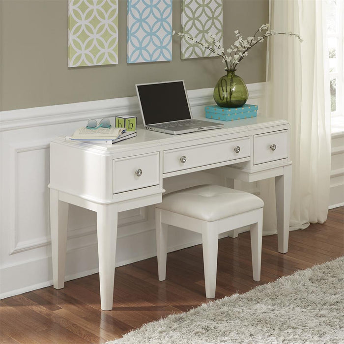 Liberty Furniture Stardust Vanity Desk in Iridescent White
