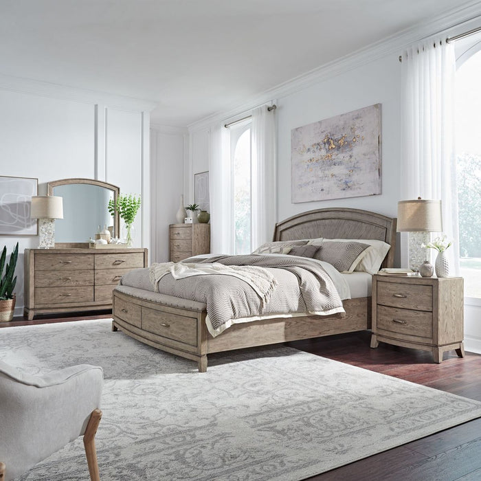 Liberty Furniture Avalon King Panel Storage Bed in Burnished Beige