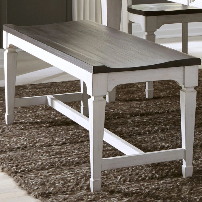 Allyson Park Wood Seat Bench in Wirebrushed White image