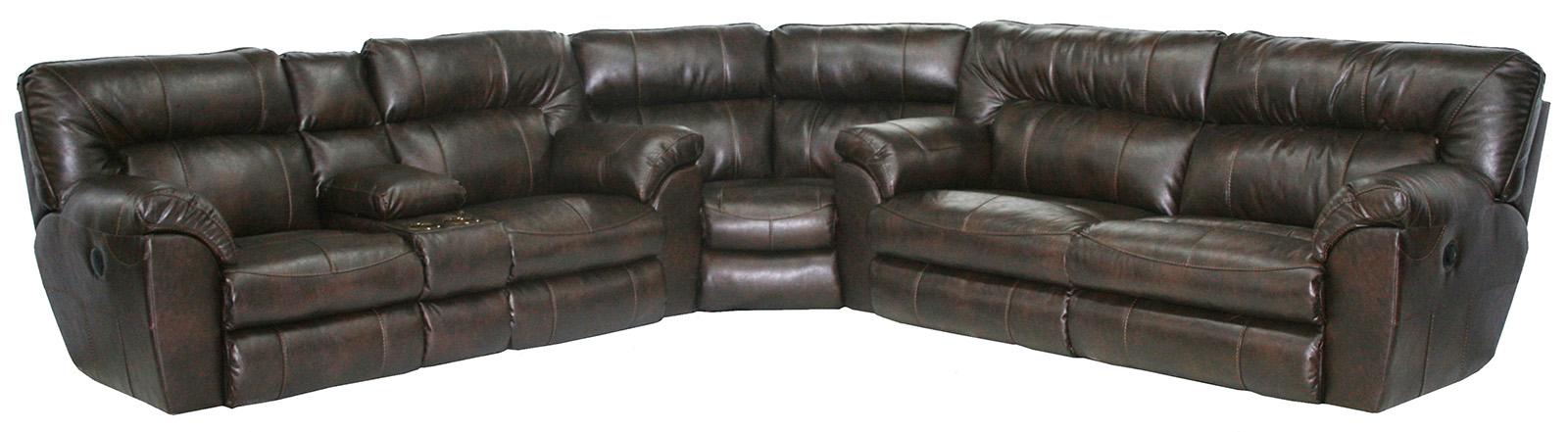 Catnapper Nolan Power Extra Wide Reclining Console Loveseat w/ Storage & Cupholder in Godiva