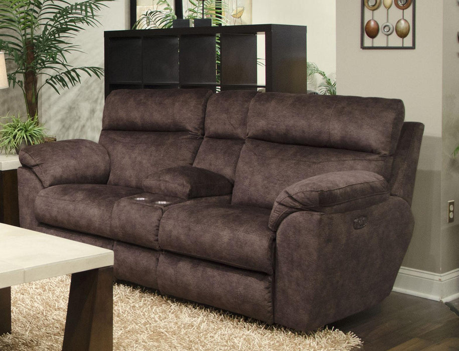 Catnapper Sedona Pwr Hdrst w/Lumbar Lay Flt Rcl Cnsl Loveseat w/Stg & Cphldrs in Mocha 762229