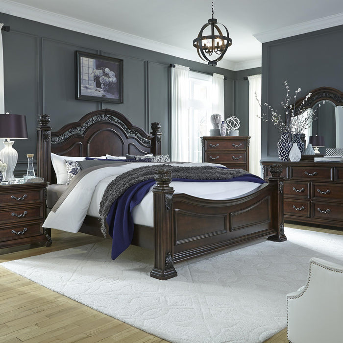 Messina Estates King Poster Bed, Dresser & Mirror, Night Stand image